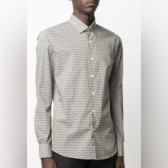 Salvatore Ferragamo Other - Salvatore Ferragamo Men’s Gancini Logo Print Button-Down Shirt M